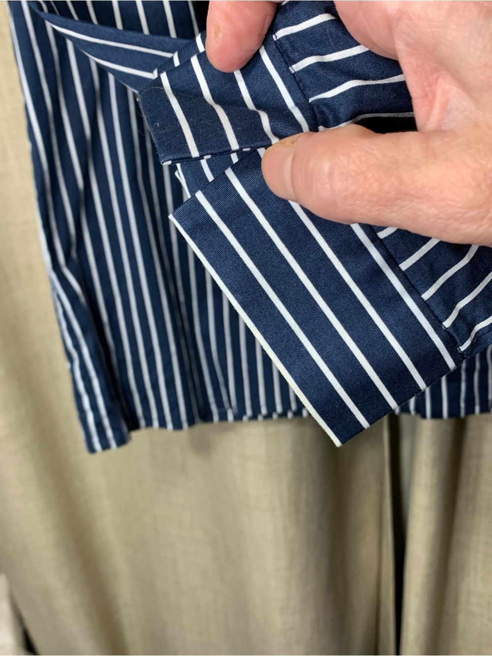 Rad Hourani Striped Navy White Blouse Unisex S Cotton Long Sleeve Quiet Luxury - Picture 8 of 14